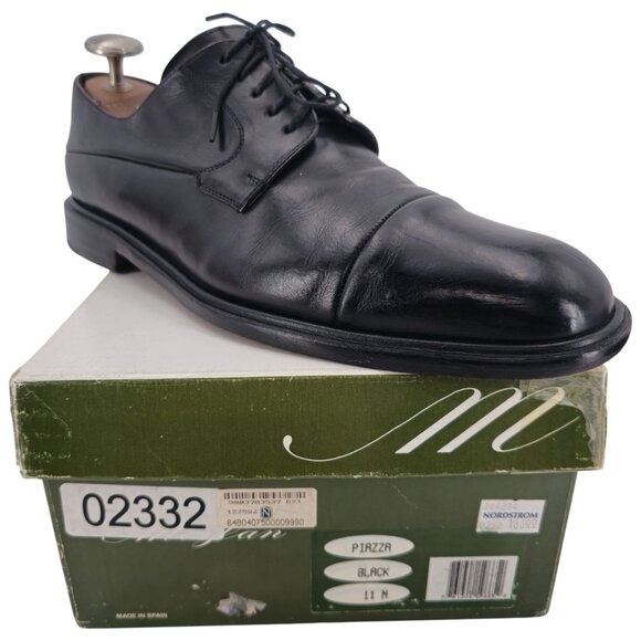 Mezlan Spain Mens size 11 Dress Shoes Black Leather Cap-toe Derby Oxfords Formal - Picture 1 of 12